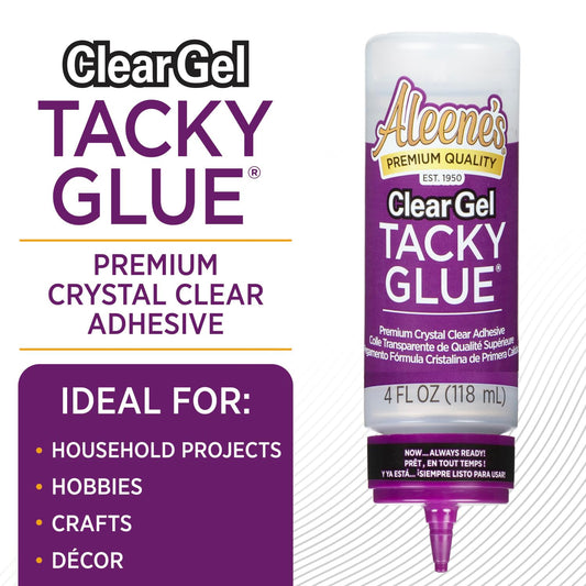 Clear Gel Tacky Glue for Crafts in Always Ready Bottle, Nontoxic, Applies and Dries Clear, 4 Fl Oz