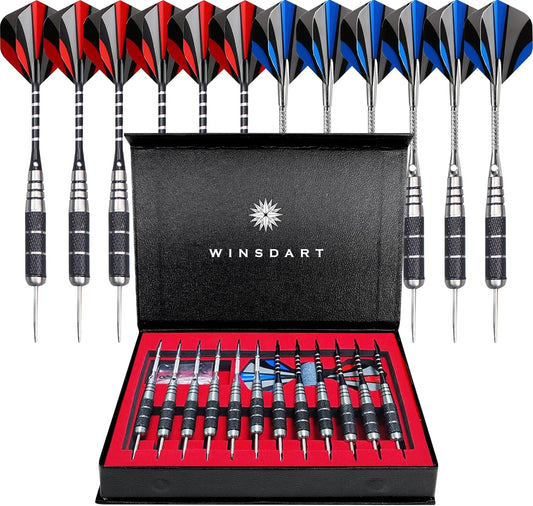 Darts Metal Tip Set Steel Tip Darts 12 Pcs Set 22G with Gift Box