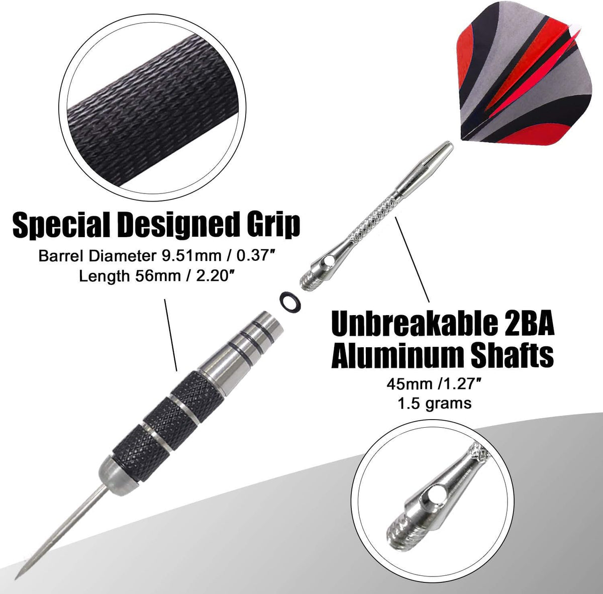 Darts Metal Tip Set Steel Tip Darts 12 Pcs Set 22G with Gift Box