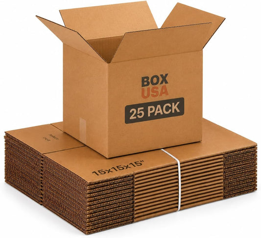 Cube Shipping Boxes, 15X15X15" 25-Pk for Shipping & Packing