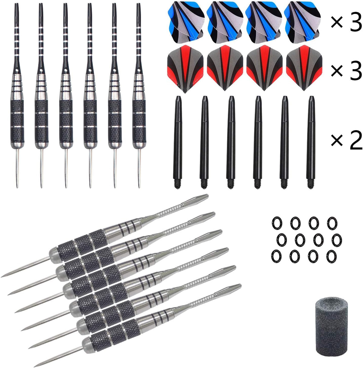 Darts Metal Tip Set Steel Tip Darts 12 Pcs Set 22G with Gift Box