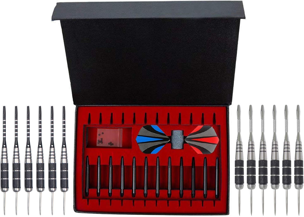 Darts Metal Tip Set Steel Tip Darts 12 Pcs Set 22G with Gift Box
