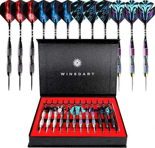 Darts Metal Tip Set Steel Tip Darts 12 Pcs Set 22G with Gift Box