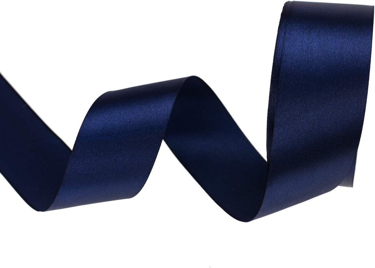25 Yards 1-1/2 Inch Navy Satin Ribbon for Gift Wrapping