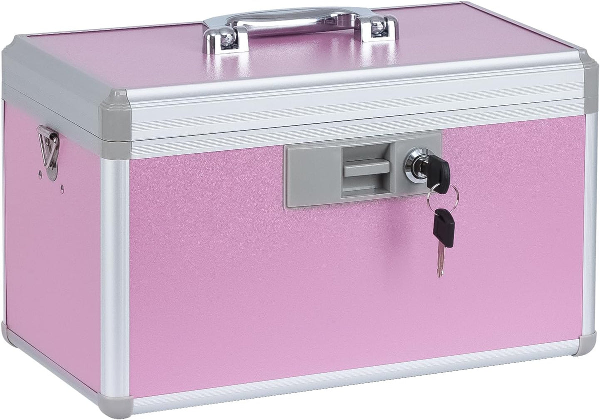 Large Medicine Lock Box, 14" X 7.9" X 8.7", Pink