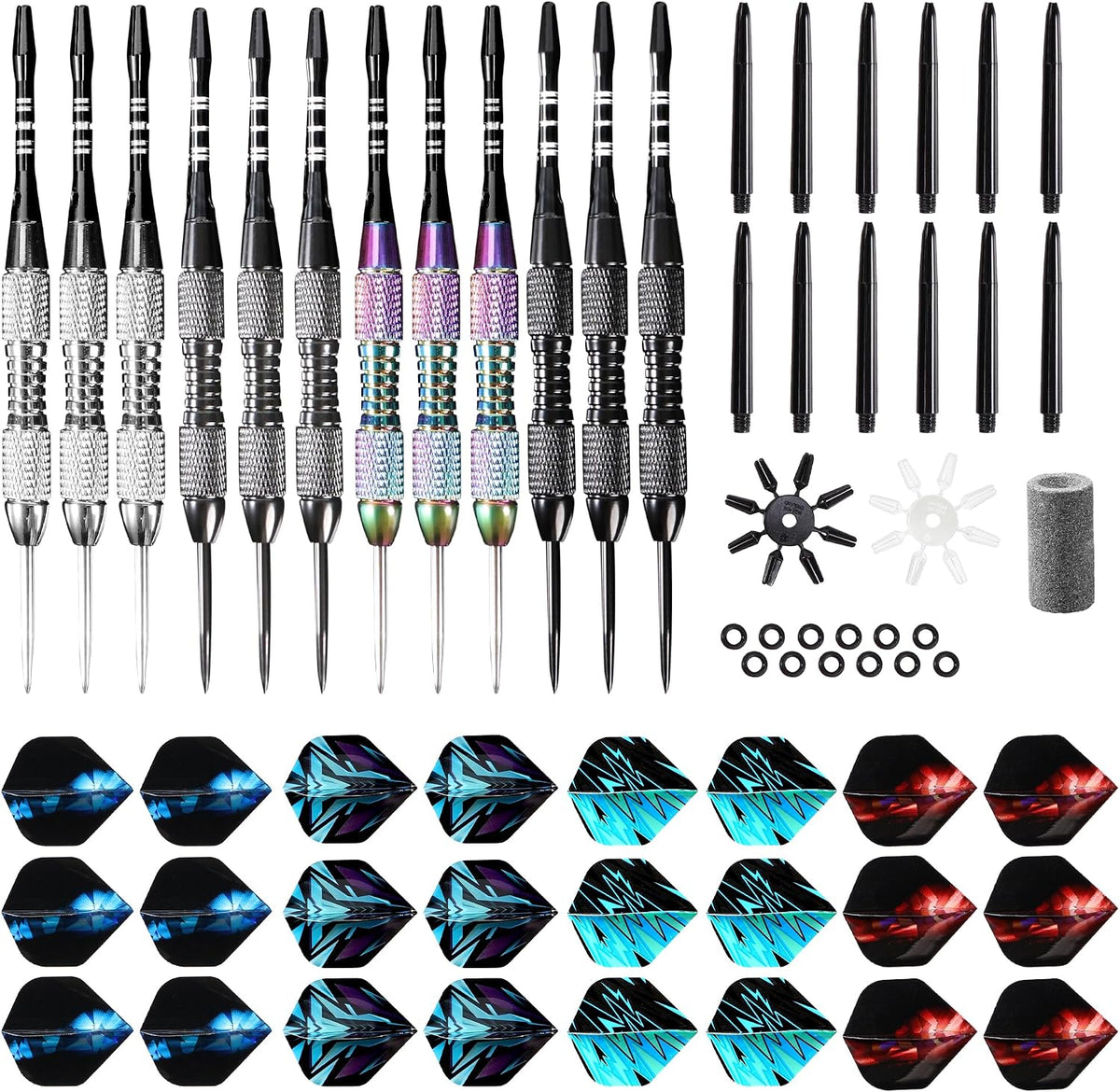 Darts Metal Tip Set Steel Tip Darts 12 Pcs Set 22G with Gift Box