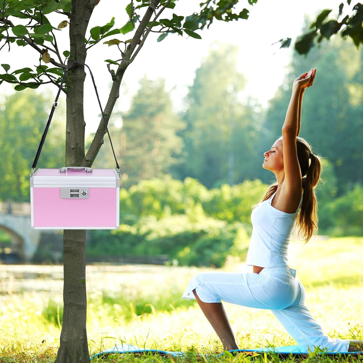 Large Medicine Lock Box, 14" X 7.9" X 8.7", Pink